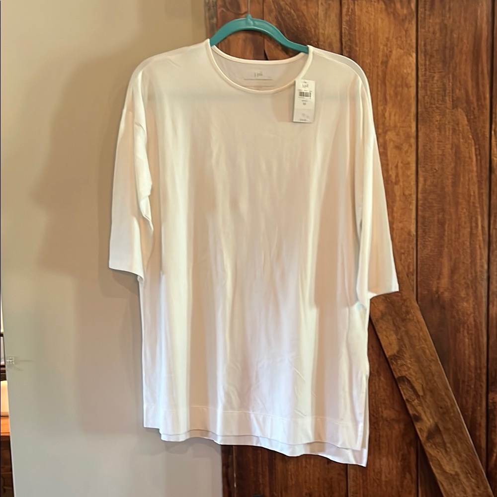 J. Jill White Short Sleeve Tee Essential Cotton Blend